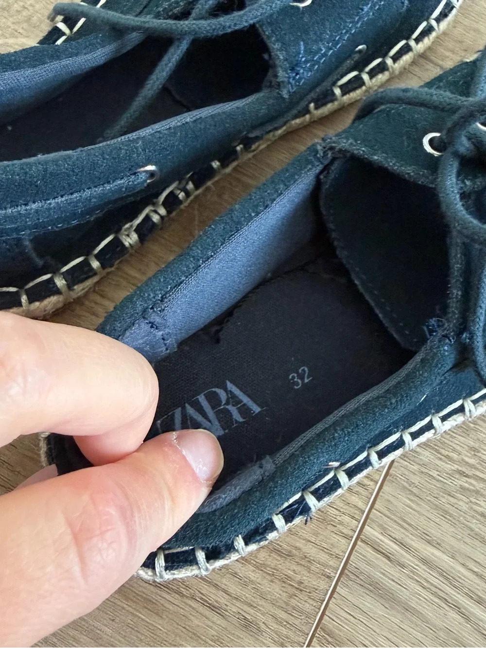 Zara Dark Navy Espadrille Boat Shoes Lace Up Style Size 32, 1 Youth Boys